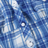 Britská kostkovaná halenka, výstřih do V s volánky a nafoukanými rukávy