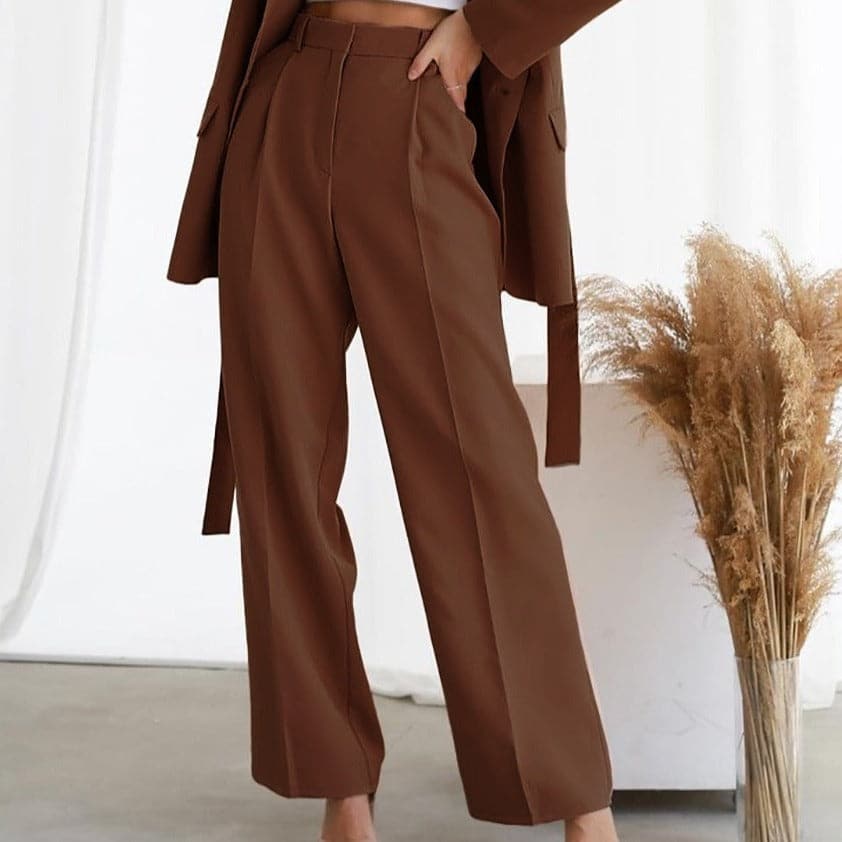 Dámské kalhoty s širokými nohavicemi - Vysoký pas - Elegantní a pohodlné - Ležérní elegantní styl