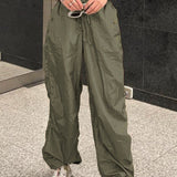 Trendy cargo kalhoty s nízkým pasem a stahovací šňůrkou