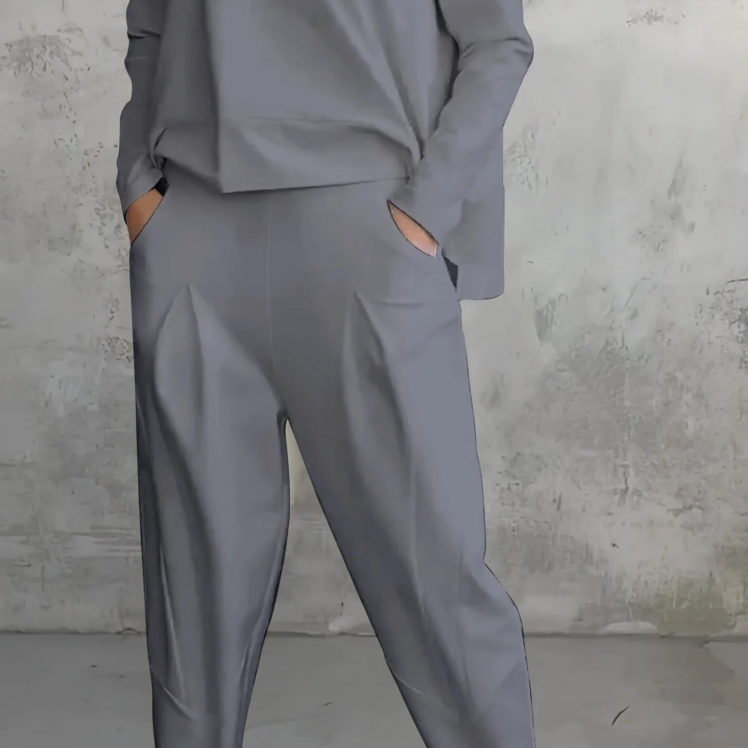 Dámská společenská souprava – Pohodlný střih – Měkký úplet – Rovné kalhoty