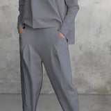 Dámská společenská souprava – Pohodlný střih – Měkký úplet – Rovné kalhoty