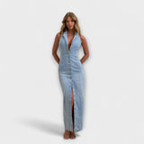 Lacey - Maxi šaty z denimu s mírným praním