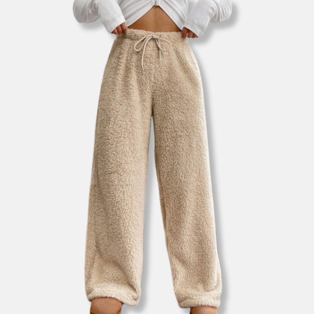 Dámské ležérní kalhoty – Měkký fleece – Volný střih – Elastický pas se stahovací šňůrkou