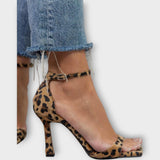 Adéla Elegantní Vysoké Podpatky Animalprint Večerní