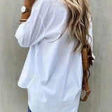 Dámská košile - Volný střih - Dlouhý rukáv - Klasický límec - Náprsní kapsy