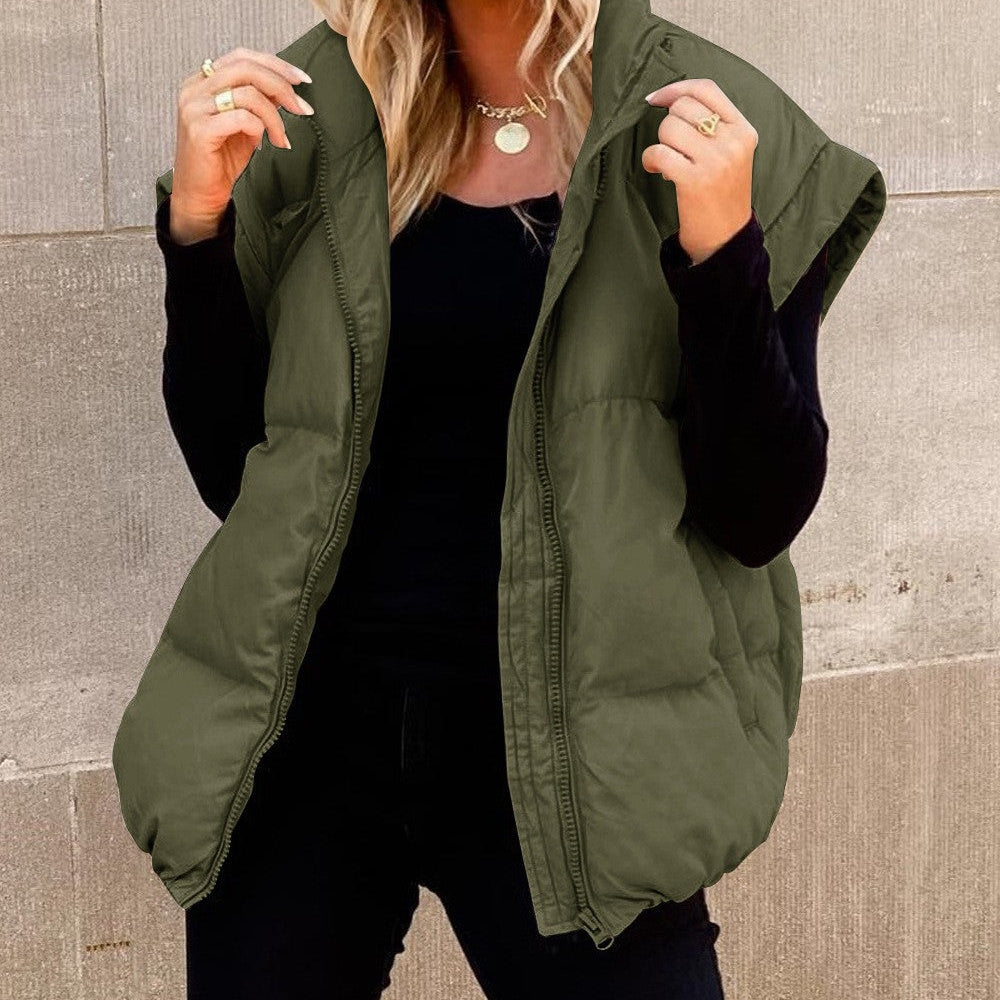 Dámská vesta – Prošívaná a polstrovaná – Volný střih – Zapínání na zip