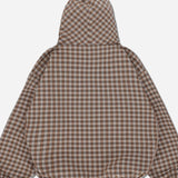 Vintage kostkovaná mikina s kapucí a zapínáním na půl knoflíků