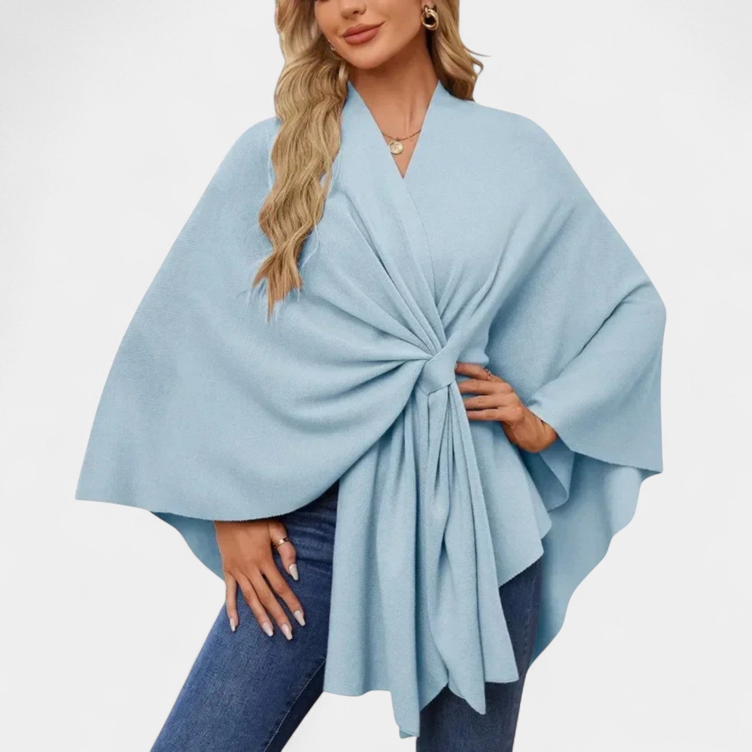 Daniela – Elegantní splývavé pončo s uzlem
