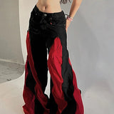Džíny Harajuku Patchwork Wide Leg