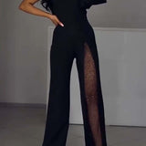 Adrianna | Elegantní jednoramenný overal s průhledným panelem