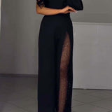 Adrianna | Elegantní jednoramenný overal s průhledným panelem