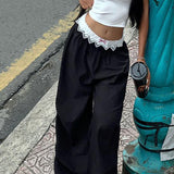 Městské cargo kalhoty s krajkovými panely