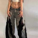 Džíny Harajuku Patchwork Wide Leg