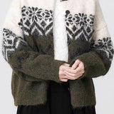 Severský retro pletený kardigan Fair Isle se vzorem sněhových vloček
