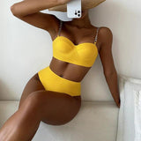 Bikiny s vysokým pasem a vyztužením - Elegantní s elegantními řetízkovými ramínky