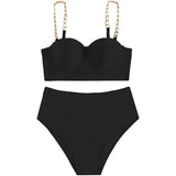 Bikiny s vysokým pasem a vyztužením - Elegantní s elegantními řetízkovými ramínky
