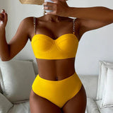 Bikiny s vysokým pasem a vyztužením - Elegantní s elegantními řetízkovými ramínky