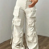 Černé cargo kalhoty Y2K se širokými nohavicemi