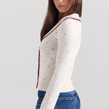Elegantní buclé cardigan ve francouzském stylu
