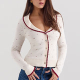 Elegantní buclé cardigan ve francouzském stylu