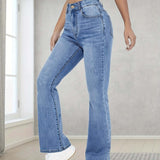 Dámské džíny - Denim - Vysoký pas - Slim Fit - Celoproudé - Bootcut