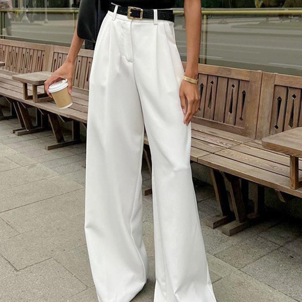 Dámské široké skládané kalhoty - elegantní a pohodlné
