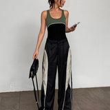 Stylové patchworkové kalhoty se stahovací šňůrkou - Ležérní styl