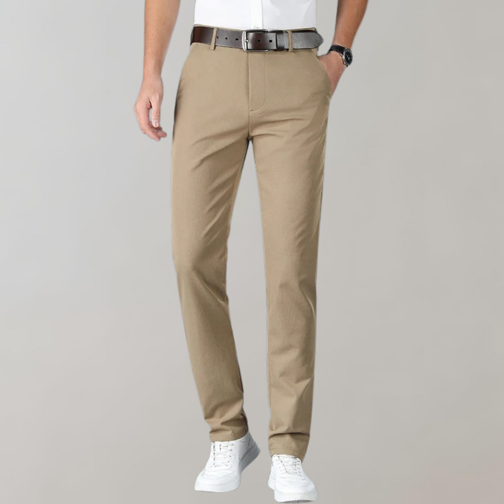 Pánské chino kalhoty – Slim fit – Měkká bavlna – Nízký pas – Business casual styl