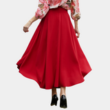 Dámská dlouhá sukně - Vysoký pas - Rovná - Zavazovací pásek - Elegantní splývavá látka