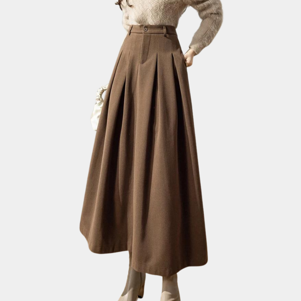 Dámská dlouhá skládaná sukně - strukturovaný pas - elegantní rozšířený střih