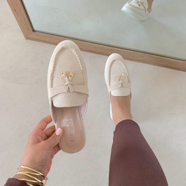 Dámské mokasíny – Nazouvací boty – Pohodlná podrážka – Elegantní ozdobná mašle