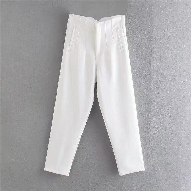 Dámské kalhoty - Vysoký pas - Slim Fit - Elegantní kalhoty - Lehká prodyšná tkanina