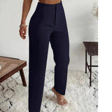 Dámské kalhoty – Slim fit – Vysoký pas – Elegantní sklady – Prémiová splývavá tkanina