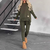 Dámský ležérní outfit – Měkký úplet – Volný top – Přiléhavé legíny