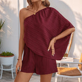 Dámský overal – Na jedno rameno – Texturovaná tkanina – Volný střih