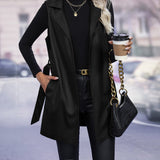 Dámská bunda bez rukávů – Umělá kůže – Přiléhavý střih – Nastavitelný pásek