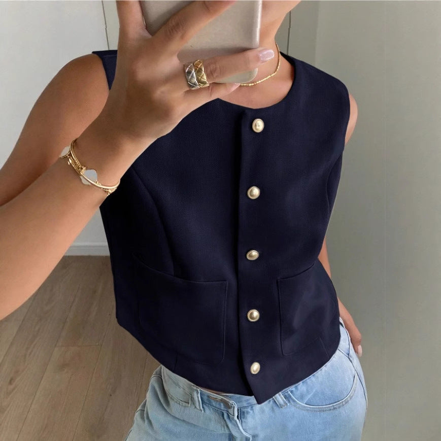 Dámská vesta – Strukturovaný střih – Bez rukávů – Prodyšná látka – Ležérní styl