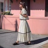 Dámská sukně – Bavlněná směs – Volný střih – Krátký rukáv – Krajka