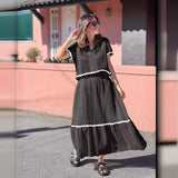 Dámská sukně – Bavlněná směs – Volný střih – Krátký rukáv – Krajka