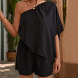 Dámský overal – Na jedno rameno – Texturovaná tkanina – Volný střih