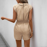 Dámský overal – Výstřih do V – Volný střih – Stahovací šňůrka v pase – Bez rukávů