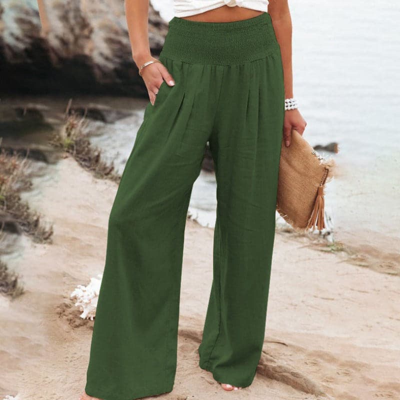 Dámské kalhoty - Elastický pas - Široké nohavice - Elegantní a pohodlné