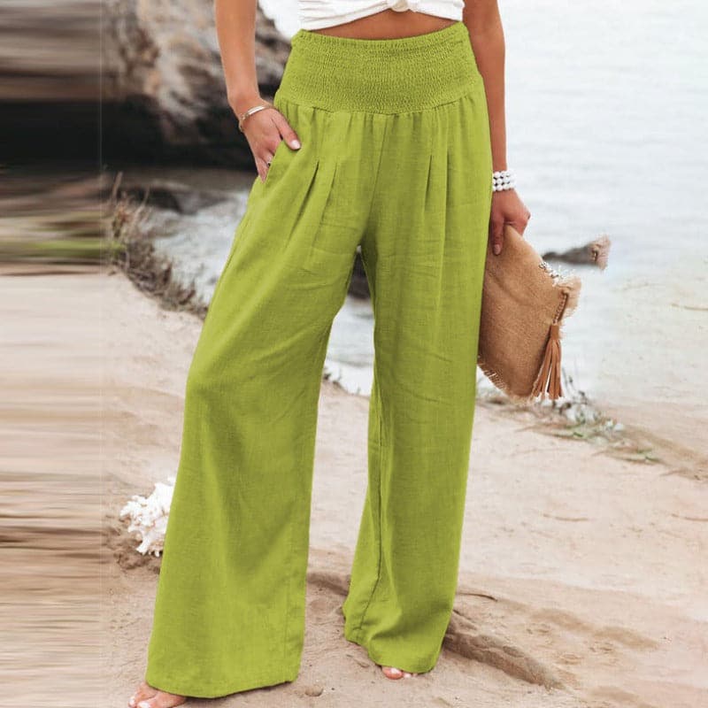 Dámské kalhoty - Elastický pas - Široké nohavice - Elegantní a pohodlné