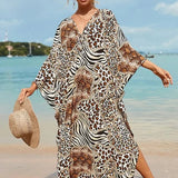 Dámská plážová tunika – volný střih – lehká látka – elegantní výstřih do V