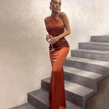 Dámské večerní šaty - Dlouhé mořská panna - Asymetrické na jedno rameno - Elegantní a přiléhavé