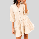 Camila - Stylové kostkované bavlněné šaty s knoflíkovým zapínáním