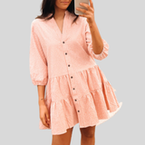 Camila - Stylové kostkované bavlněné šaty s knoflíkovým zapínáním