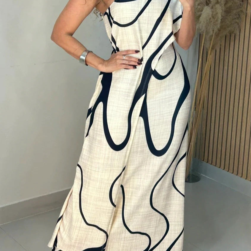 Abstraktní vzor | Off-Shoulder Maxi Šaty