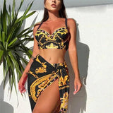 Boho plavky s push-up vzorem a šaty - Elegantní a pohodlné