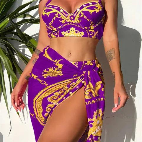 Boho plavky s push-up vzorem a šaty - Elegantní a pohodlné